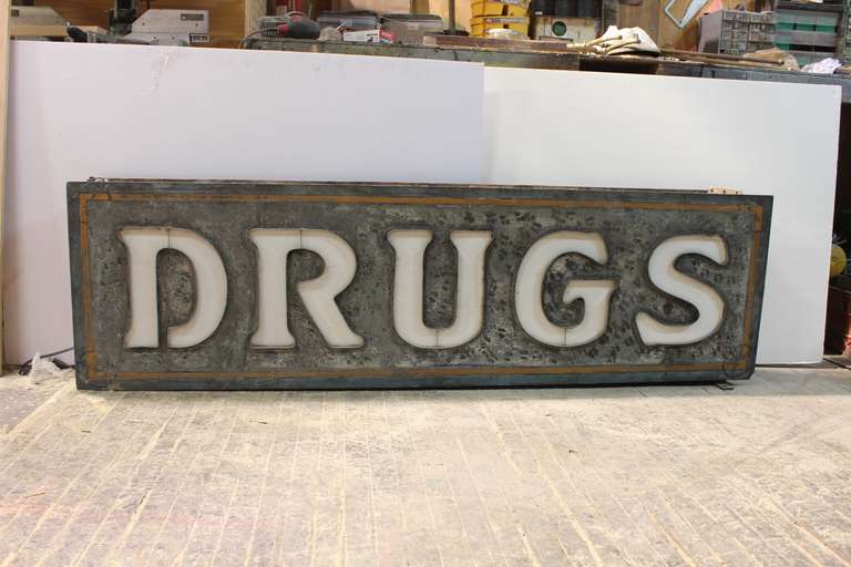 Early 1900's original double sided light up sign 