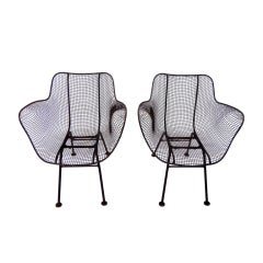 Wrought Iron & Mesh chairs by Russell Woodard