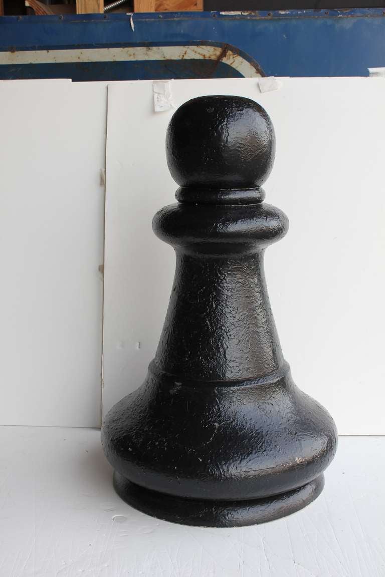 Giant Mid Century wooden pawn chess sculpture.
