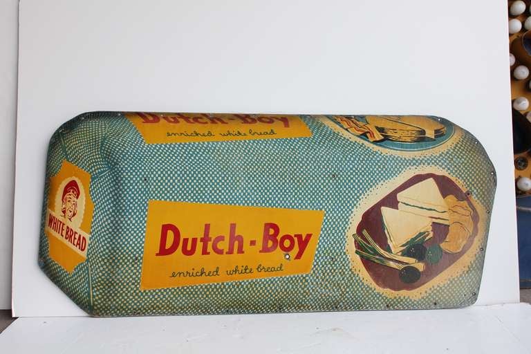 1950's original advertising masonite sign for Dutch Boy. 