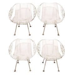 Rare Woodard Wrought Iron Garden Armchairs Rare Woodard Wrought Iron Garden Armchairs