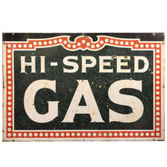 Original 1920's " Hi-Speed Gas " Sign