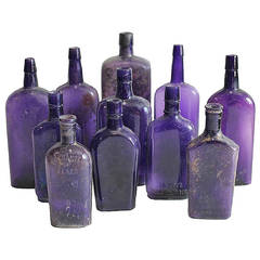 Antique 1800s American Whiskey Purple Glass Bottles, more available