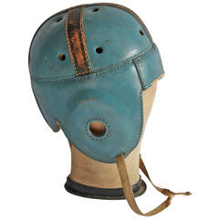 Vintage Football Leather Helmet With Canvas Hat Mold