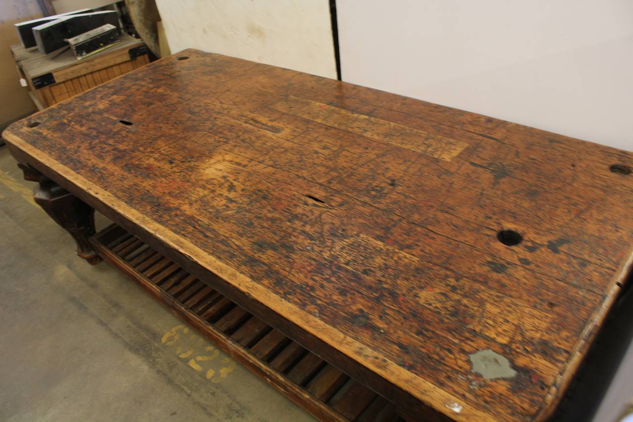 Industrial Antique Library Wood Table