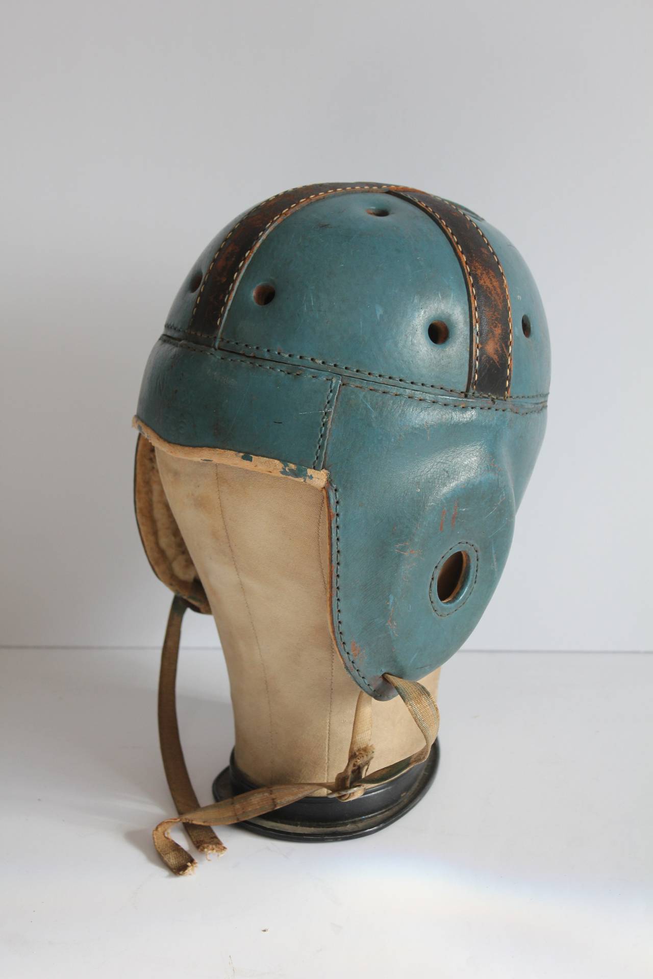 American Antique Football Leather Helmet With Canvas Hat Mold