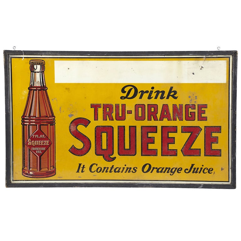 1930's Oversized " Squeeze " Sign For Sale