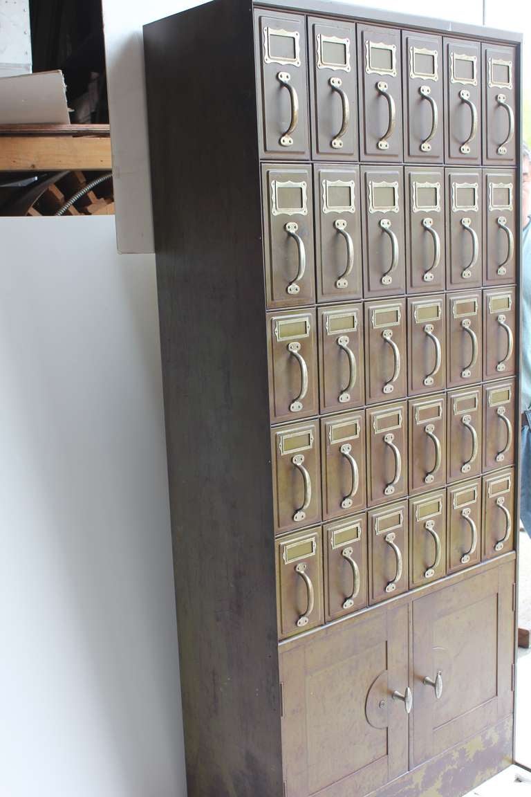 1900s American Industrial Metal File Cabinet In Good Condition In Chicago, IL