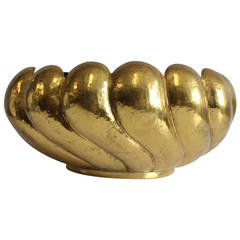 Stylish Italian Modernism Brass Hammered Bowl by Egidio Casagrande