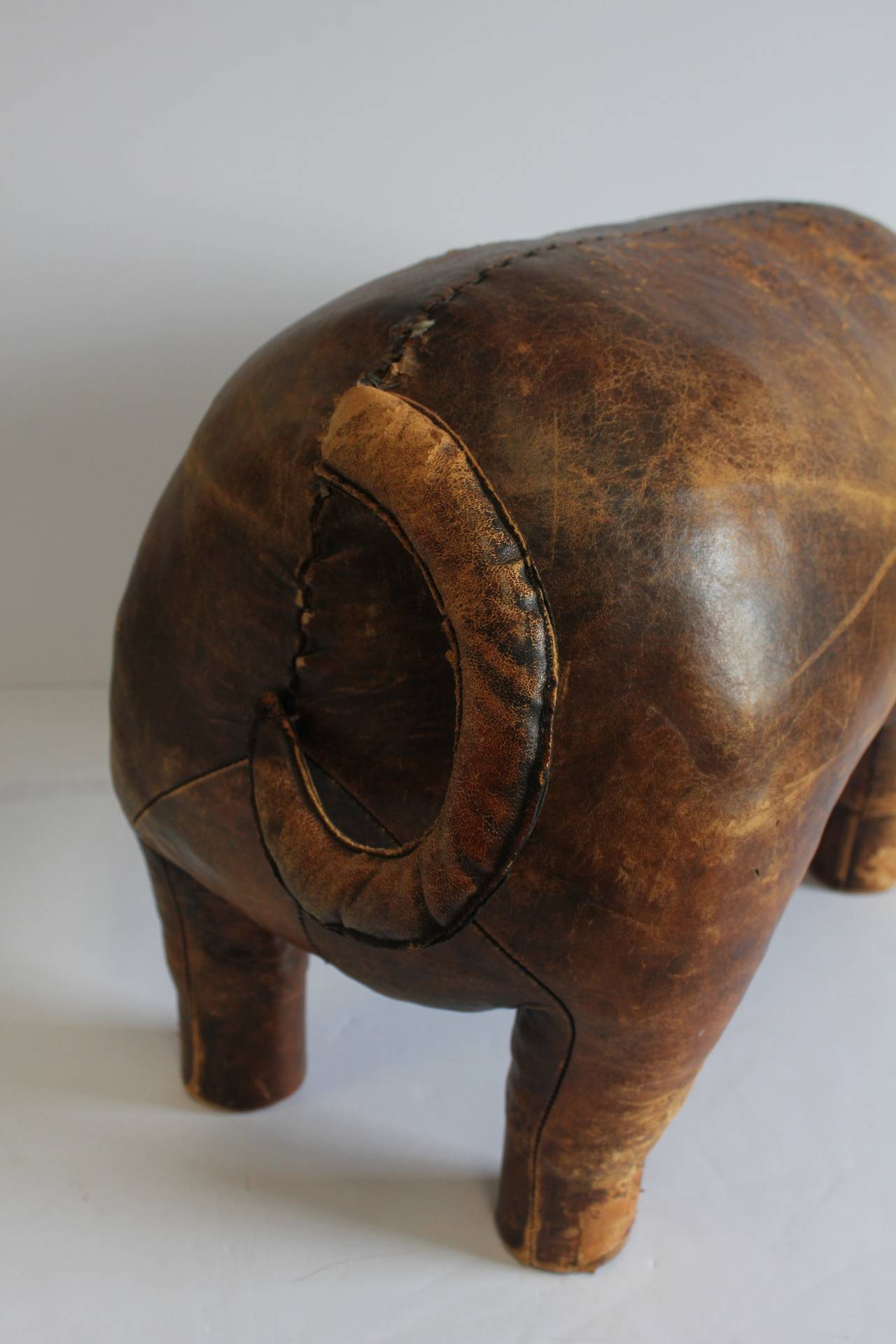 Large 1960s Abercrombie and Fitch Leather Pig Ottoman at 1stDibs