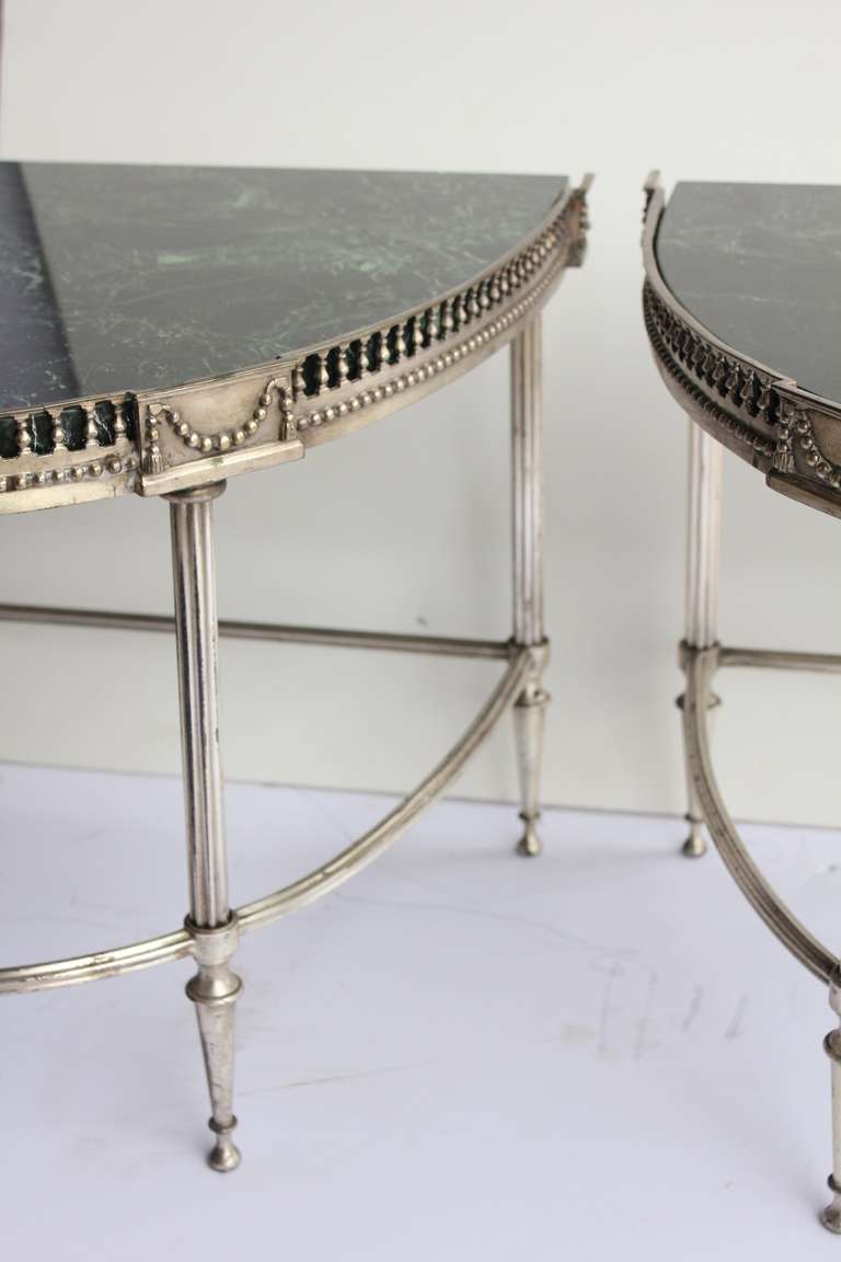 Pair of Jansen Style Demilune Tables In Good Condition For Sale In Chicago, IL