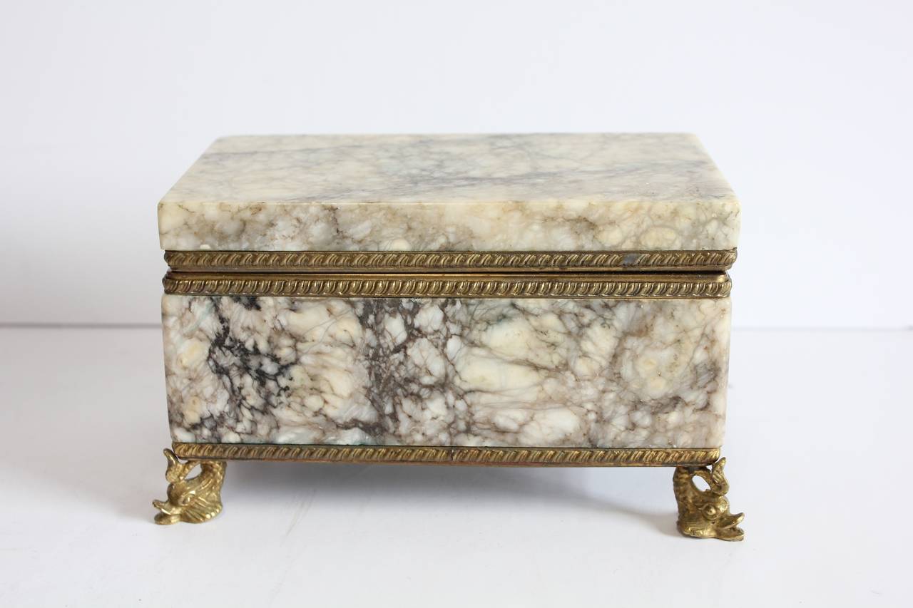 Vintage Italian marble and brass box.