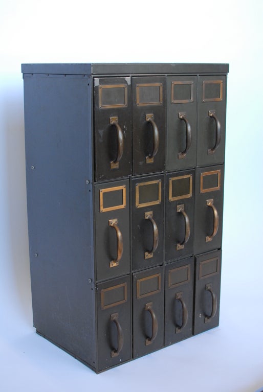 Metal 1930's American metal vertical file cabinet