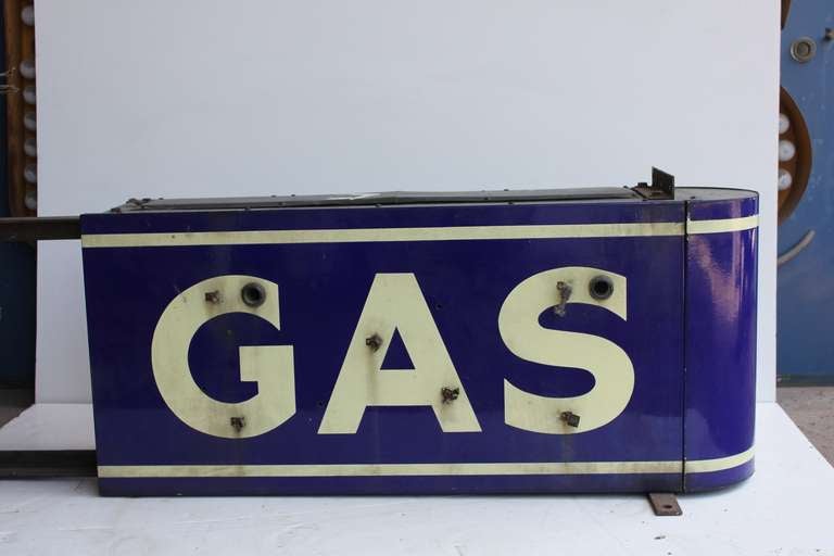 Great 1930's American double sided porcelain sign GAS.