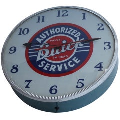 Vintage Rare 1940's Glass Face Advertising Shop Wall Light Up Clock For Buick