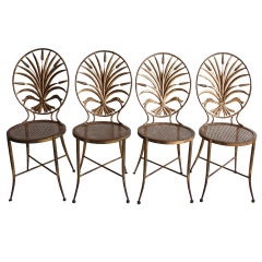 1960's Italian Gold Leaf Sheaf Of Wheat Chairs by S. Salvadori