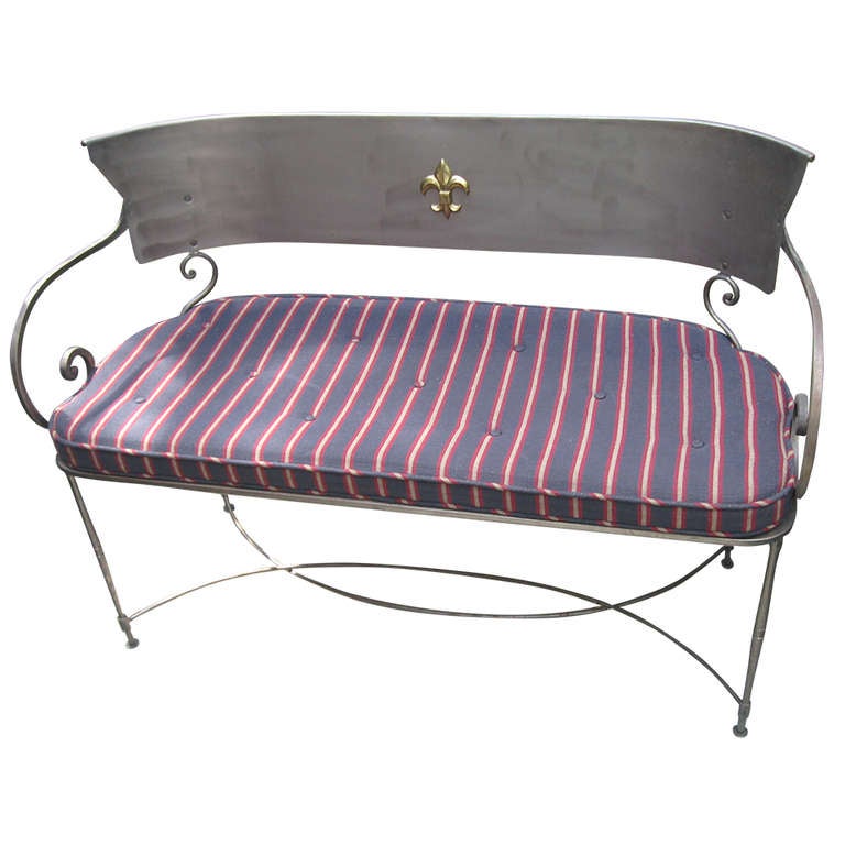 Rare Handmade MidCentury Steel Bench at 1stdibs