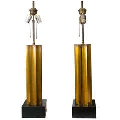 Vintage 1940's/1950's Gilt Wood Lamp Pair