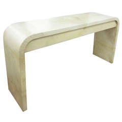 Parchment Console With Pull-out Drawer