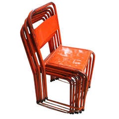 Bistro Chairs of Painted Steel, Set of 6
