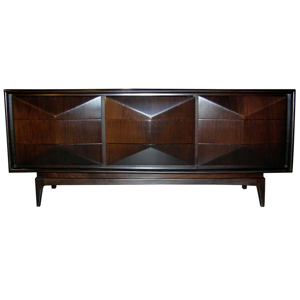 Architectural Diamond Front Dresser in the manner of Vladimir Kagan