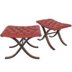 Pair of Rare Tufted Stools by George Mulhauser for Plycraft