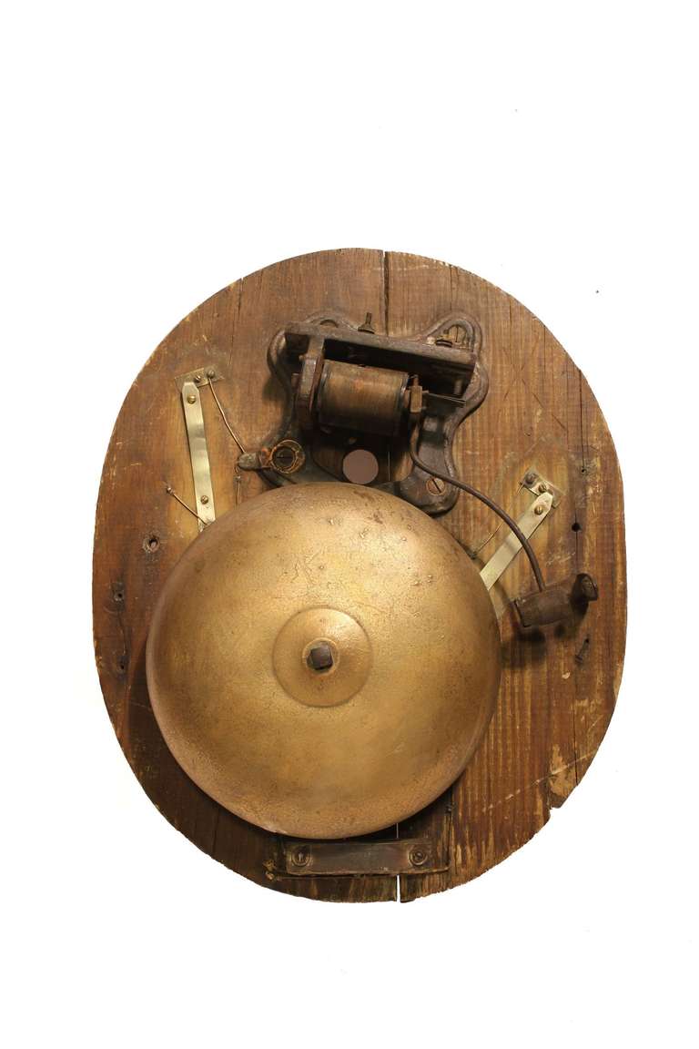 Large antique alarm wall bell. It came from a bank in Kansas.