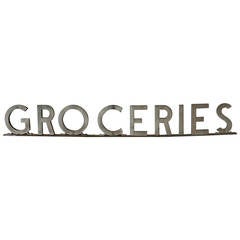Art Deco Metal “Groceries “Sign