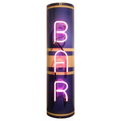 Vintage Art Deco Pink Neon BAR Sign