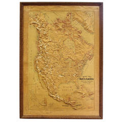 Antique 1900s Relief Map of North America