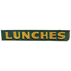 Vintage Double Sided Metal Sign "Lunches, " 1930s