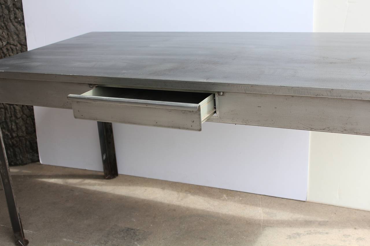Stylish Antique Industrial Metal Desk In Good Condition In Chicago, IL