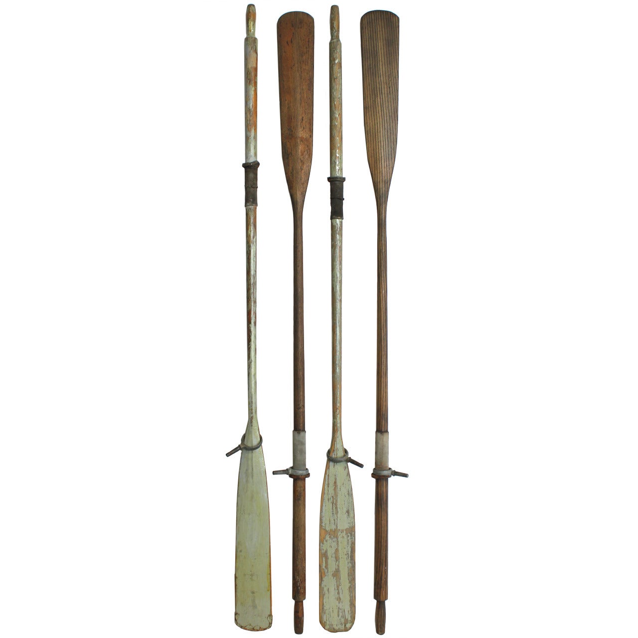 Collection of Vintage Oars with Leather Holders