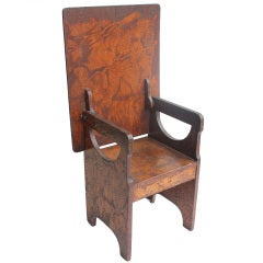 Folk Art Hand Made Wooden Chair/Table