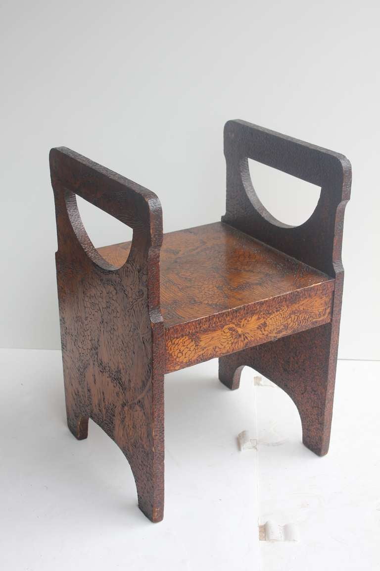 Folk Art Hand Made Wooden Chair/Table For Sale 1