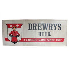 Over Sized 1950's Advertising Sign DREWRYS BEER