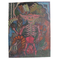 1980's Mexican Oil Painting "Diablo" 1