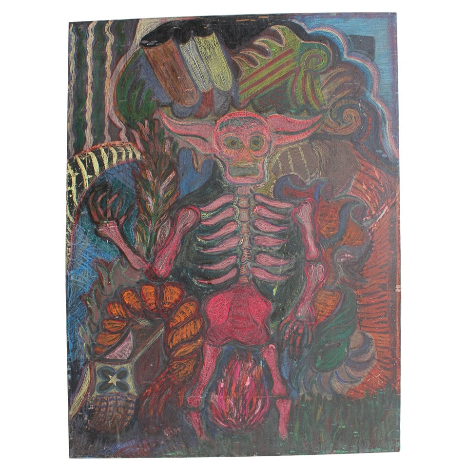 1980's Mexican Oil Painting "Diablo" For Sale