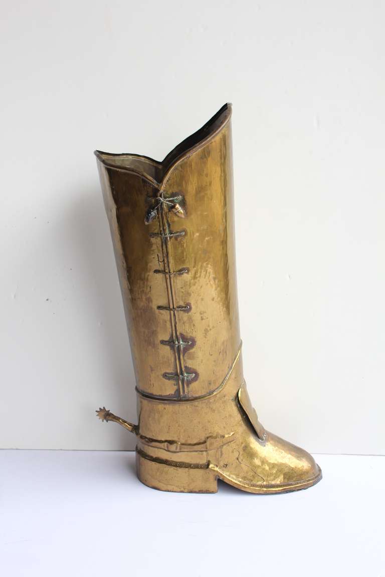 English Brass Boot Umbrella Stand For Sale at 1stDibs