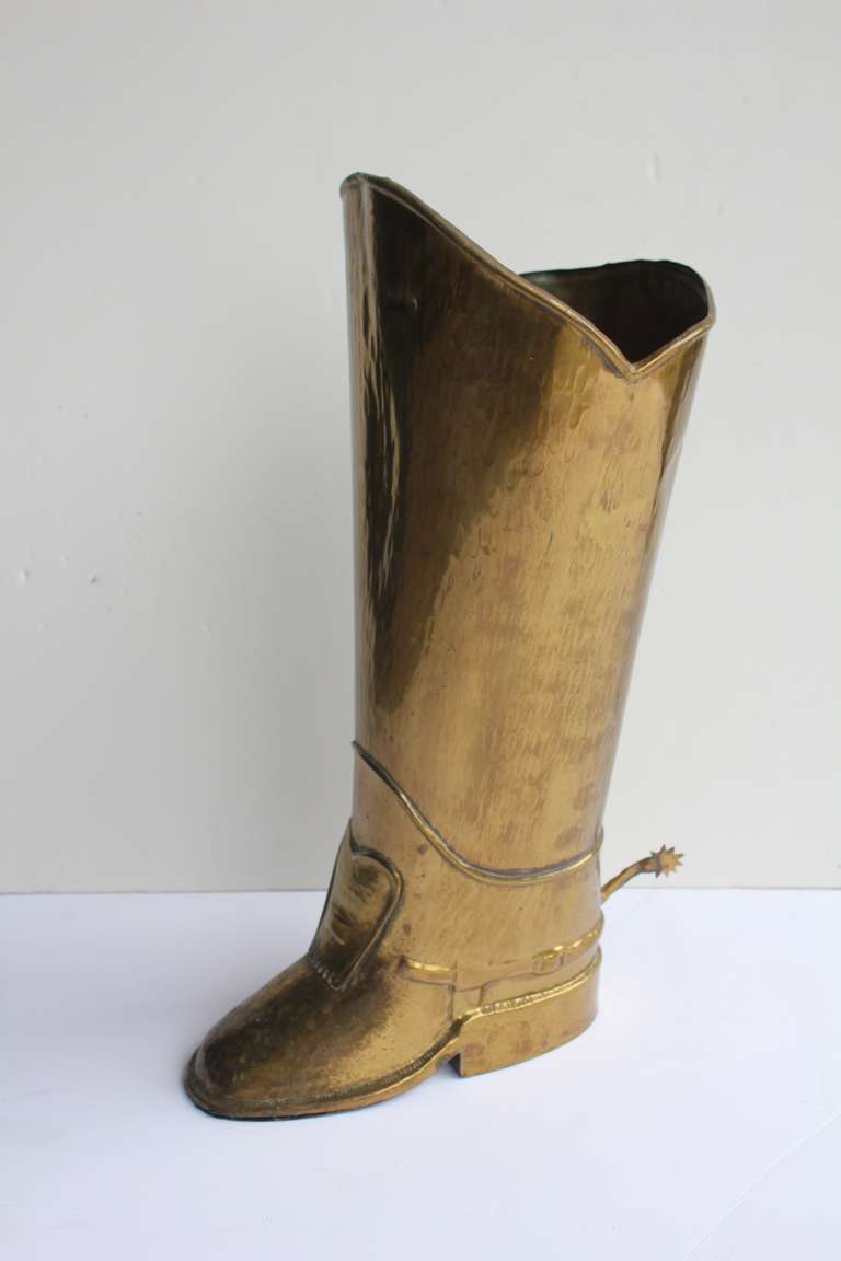 British English Brass Boot Umbrella Stand For Sale