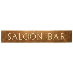 Antique Brass Sign, "Saloon Bar"