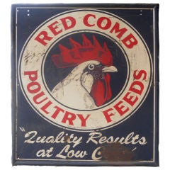 Circa 1950's Vintage metal sign Red Comb Poultry Feeds
