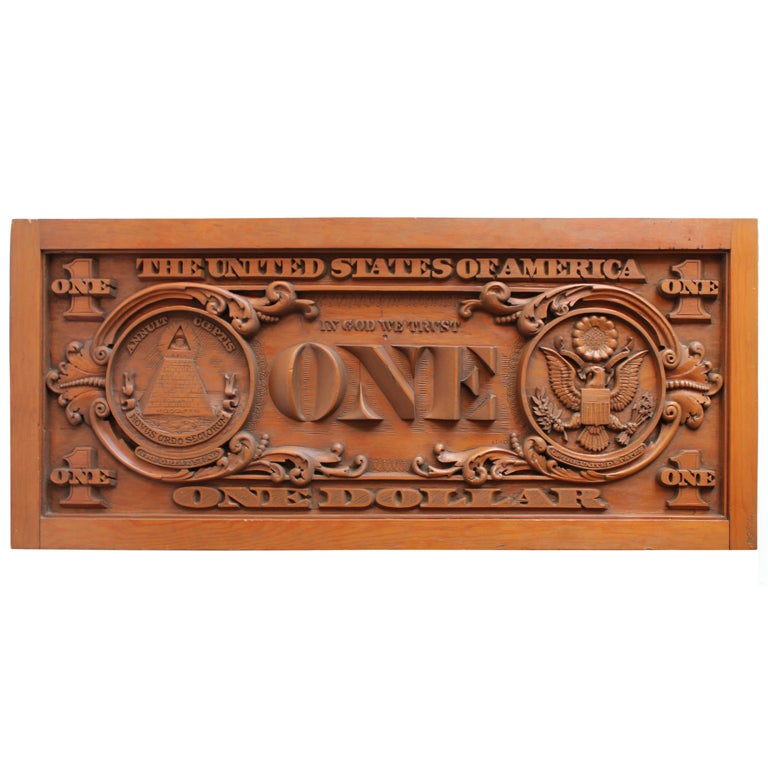 Folk Art Hand Carved Wooden One Dollar Bill at 1stdibs