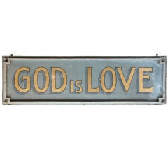 1930's Masonite sign "God Is Love"