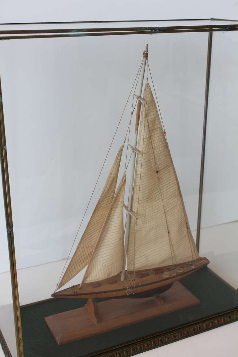 20th Century Antique Cased Wooden Model Boat