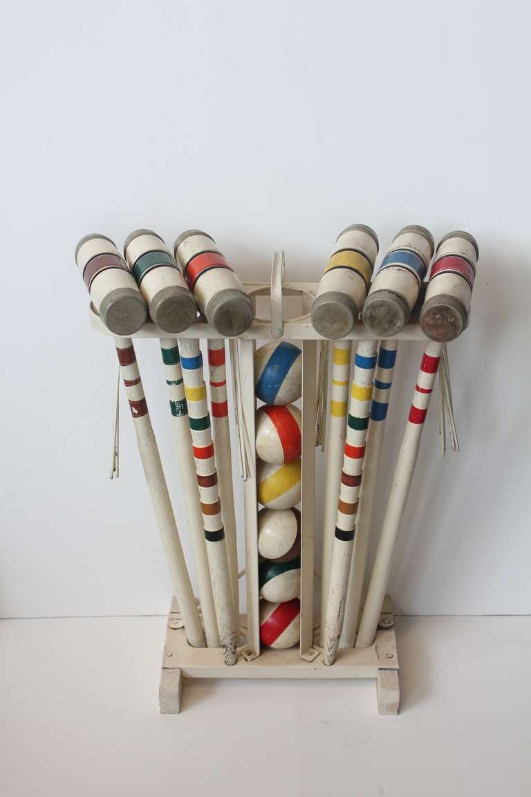 Charming vintage croquet set.