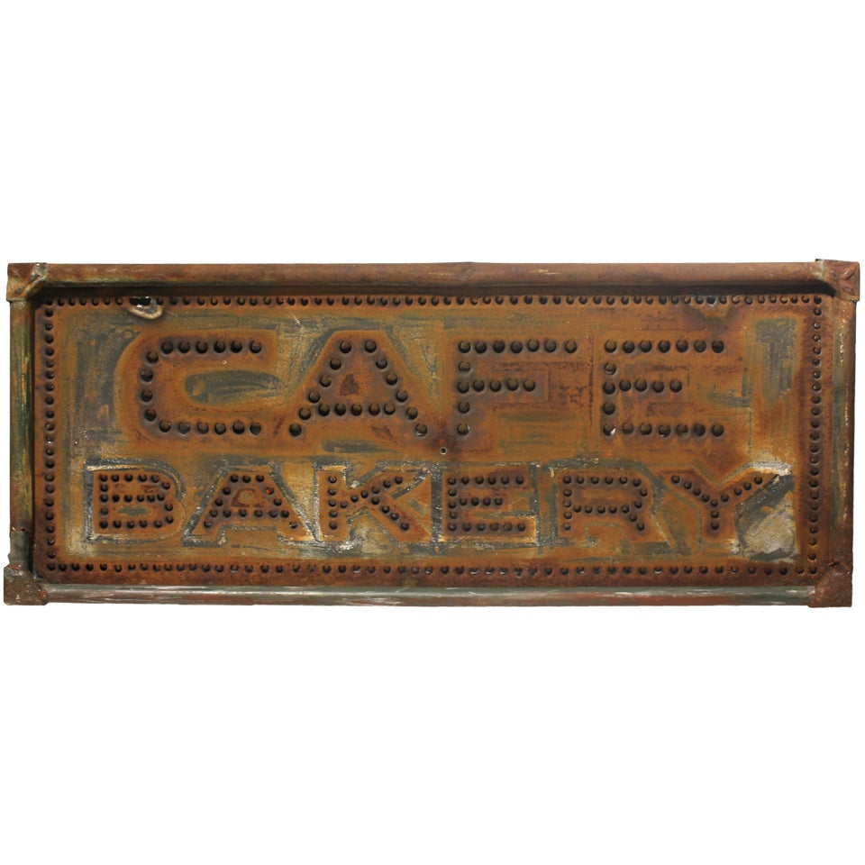 1900's Tin Light Up Cafe Bakery Sign