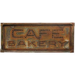 Antique 1900's Tin Light Up Cafe Bakery Sign