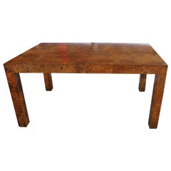 Parsons Style Burl Wood Dining Table by Milo Baughman