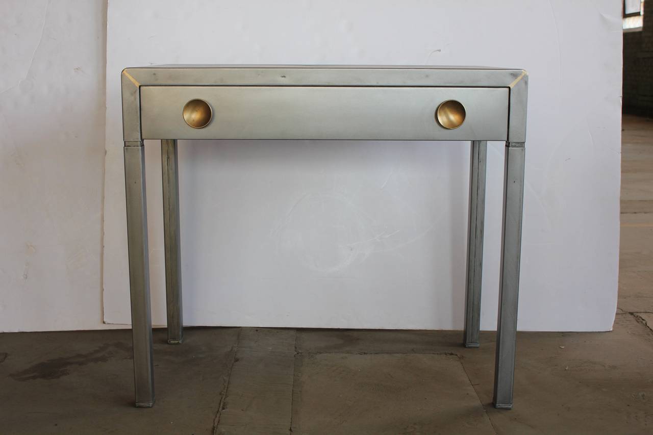 Stylish American 1920's industrial metal desk by Simmons.